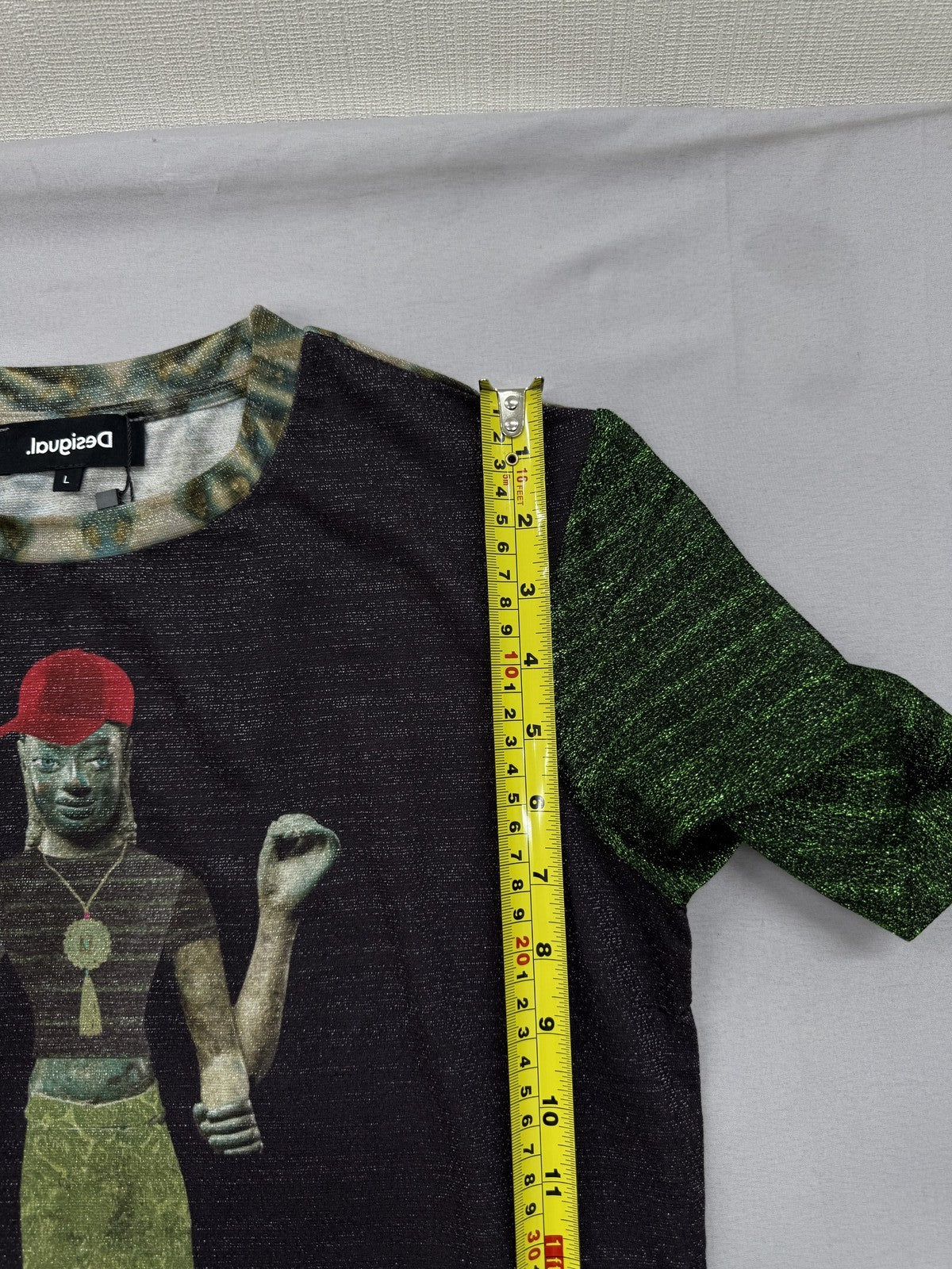 LubnaDes Green Printed Long Sleeve Crewneck Sweatshirt L Regular Unisex