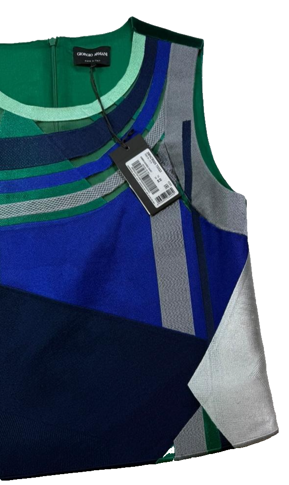 BNWT Armani Collezioni Sleeveless Top With Geometric Patch Work - Size 44
