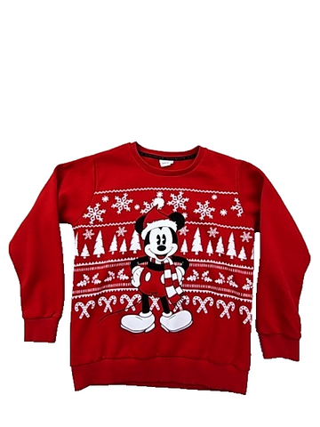 Disney Mickey Mouse Red Christmas Crewneck Sweater S Snowflakes