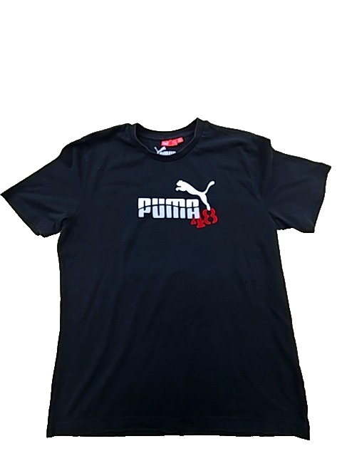 Puma Black Logo Crew Neck Tee Men's L Short Sleeve Turkey