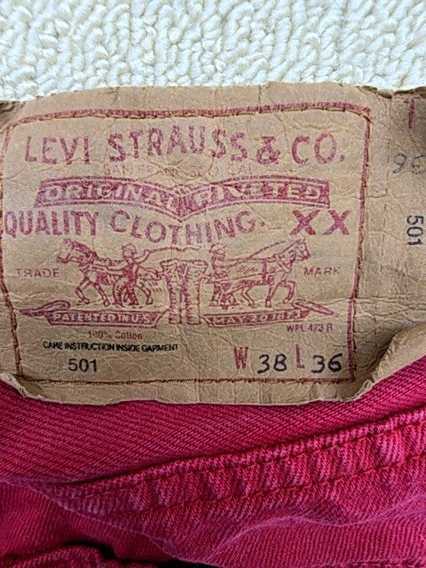 Levi's Men's Red 501 Straight Jeans 38x36 XXL