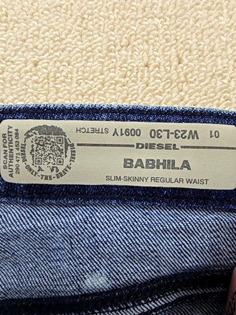 Diesel Babhila Slim Skinny Blue Distressed Women's Jeans Sz 10