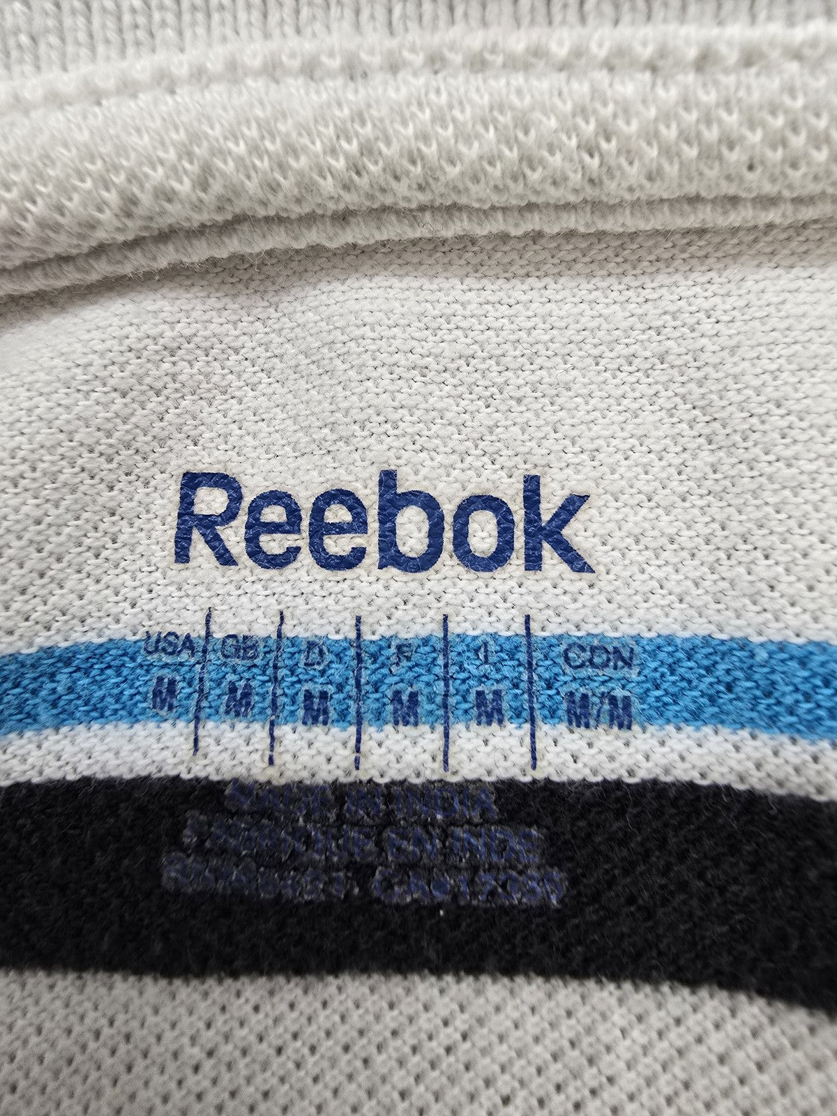 Reebok Vector Striped White Men's Short Sleeve Training Polo Shirt