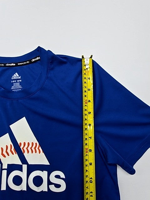 Adidas Boys Blue Logo T-Shirt Size 14/16 Tagless Regular