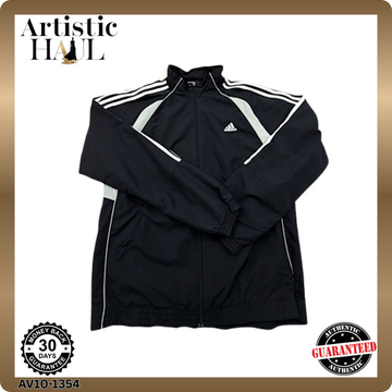Adidas Black Track Jacket Polyester Stand Collar Unisex L
