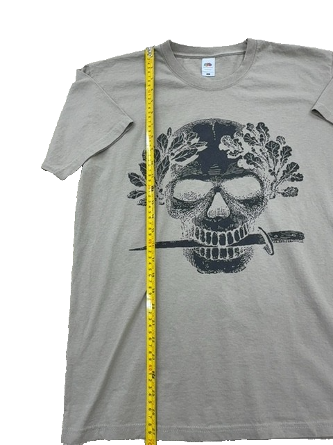 Fruit of the Loom Unisex Grey Skull Crewneck T-Shirt Size L Cotton