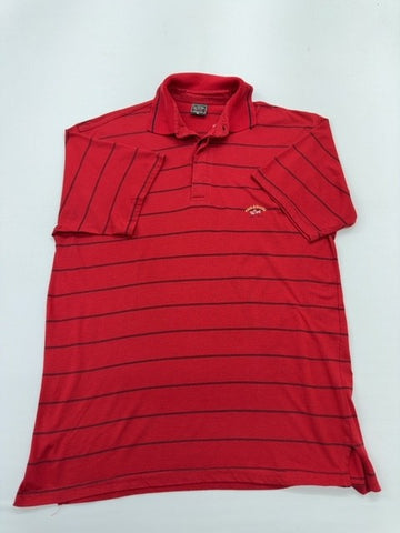 Hawaii 8 Sharry Men Red Striped Polo Shirt XL 100% Cotton Embroidered Logo