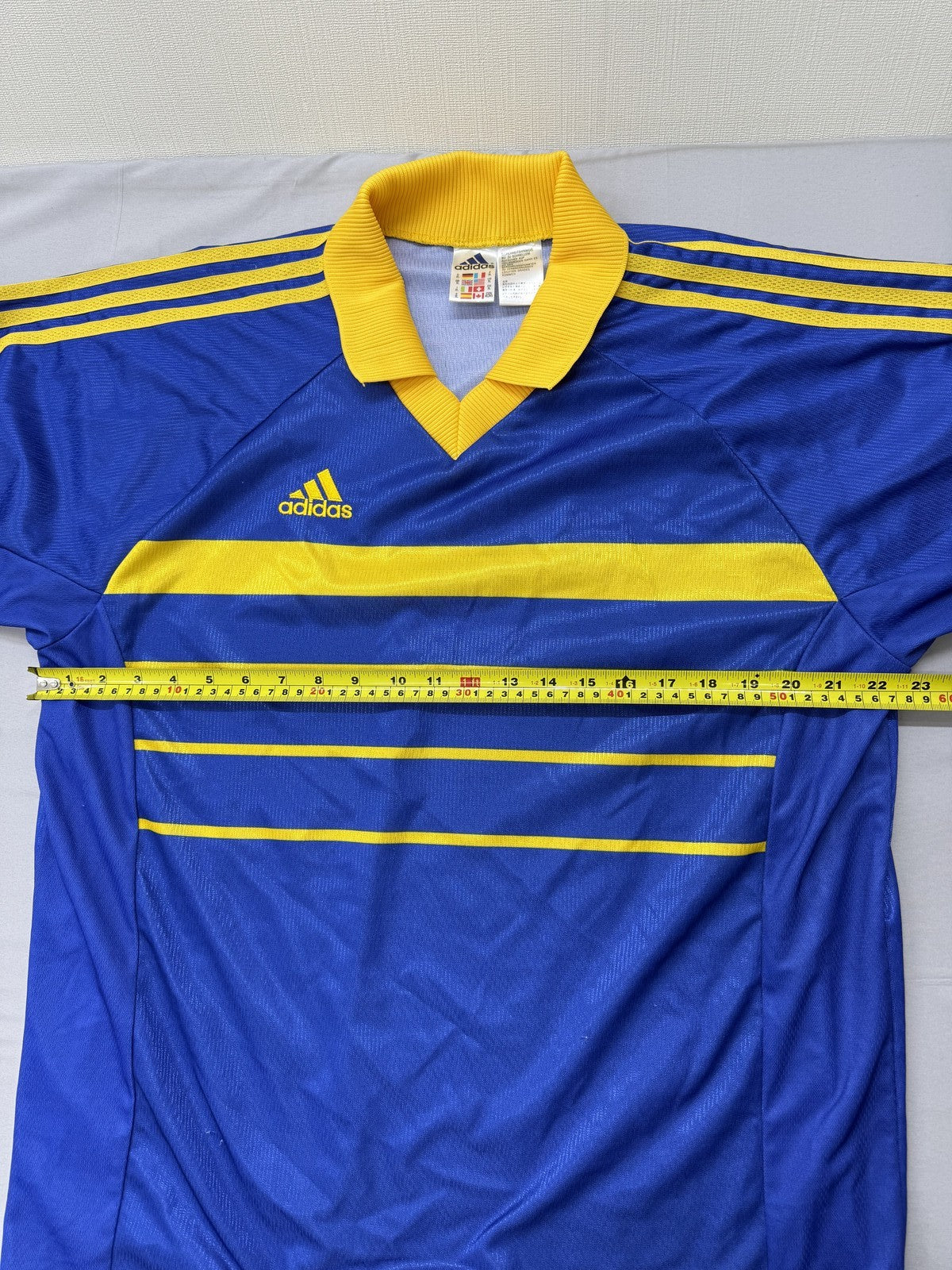 Adidas Men's Blue Yellow Striped Soccer Jersey XL Long Sleeve
