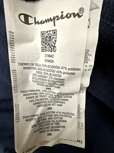 Champion Men's Full-Zip Hoodie Navy 2XL Jersey Cotton-Poly