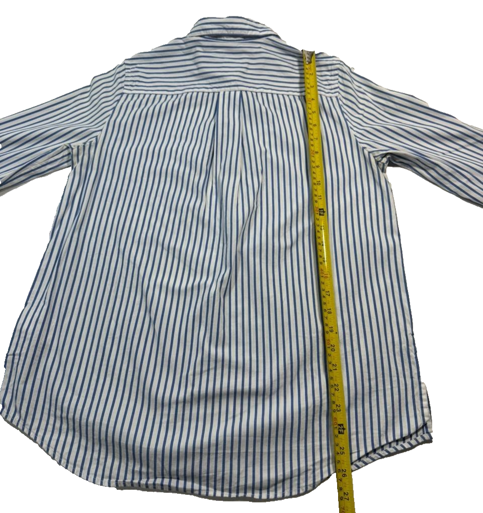 Tommy Hilfiger Women's Blue White Striped Relaxed Fit Button Down Shirt Size S