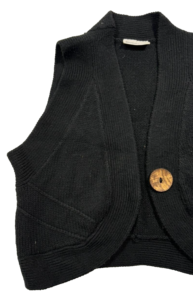 Atmosphere Black Knitted Cropped Waistcoat Vest Women's - Size 12-14