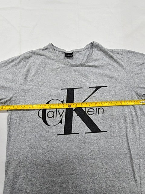 Calvin Klein Jeans Men's XL Grey Cotton Logo Crew Neck Short Sleeve T-Shirt