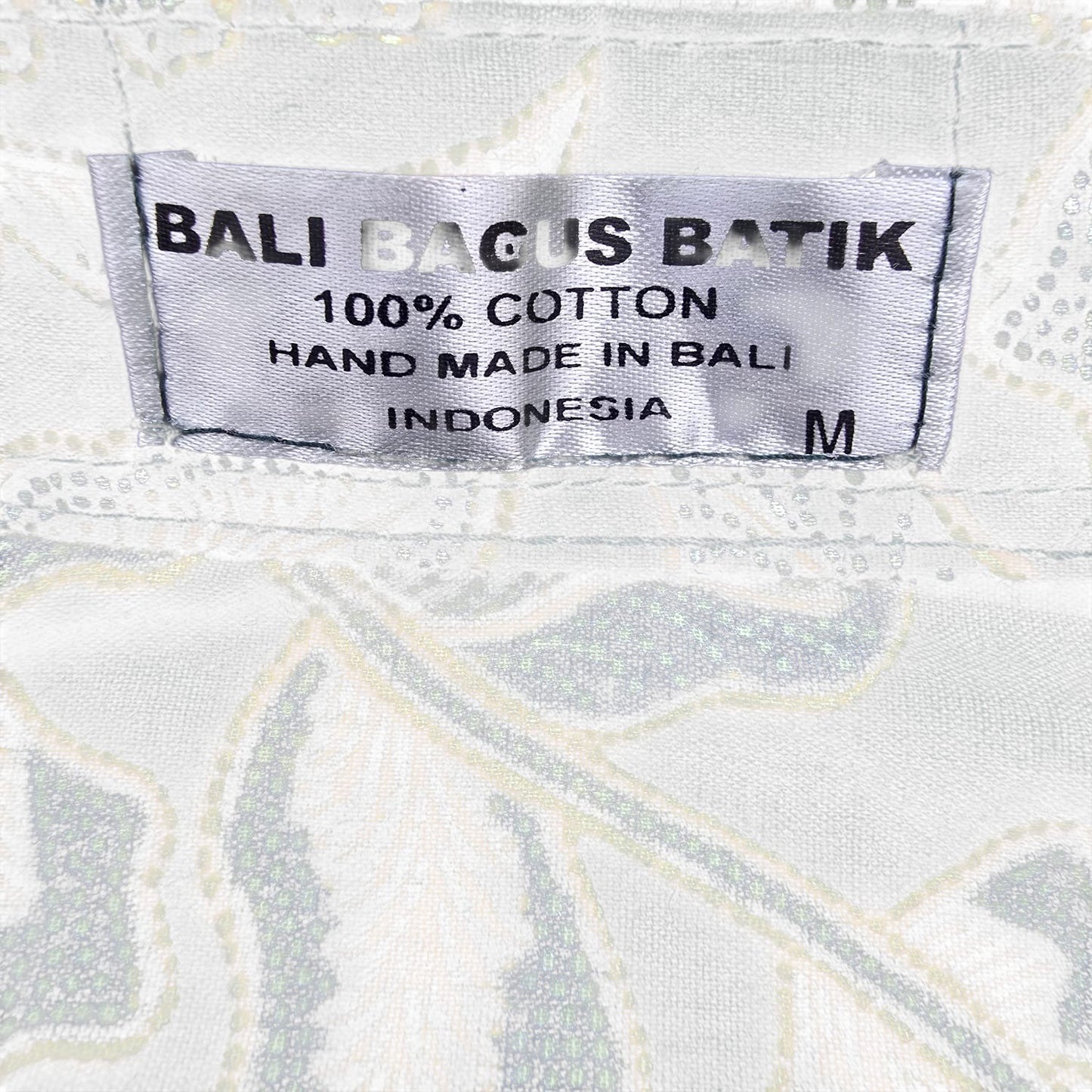 Bali Bagus Batik Men's Shirt M Short Sleeve Handmade Cotton Dark Green