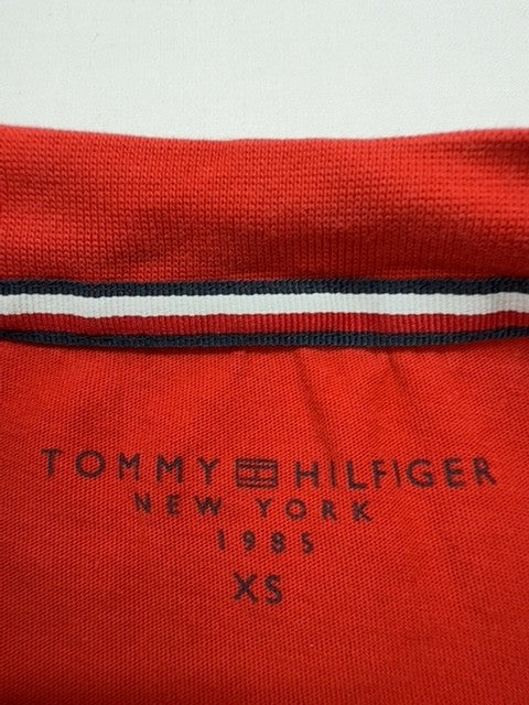 Tommy Hilfiger Boys Red Logo T-Shirt Kids XS Regular Crew Neck Cotton
