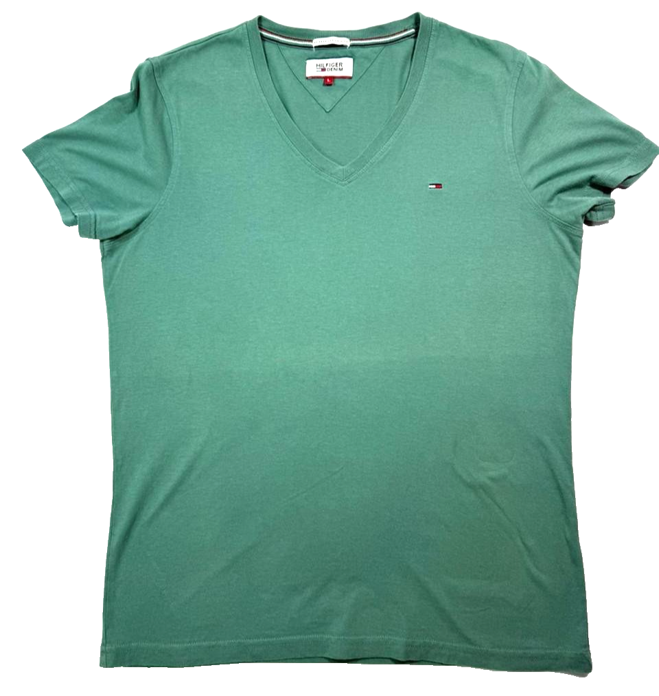Tommy Hilfiger Regular Fit V-Neck T-Shirt In Green - L