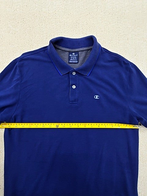 Champion Navy Blue Cotton Piqué Polo Shirt Men's Medium Short Sleeve