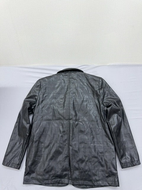 4th & Reckless Black Faux Leather Quilted Blazer Petite M