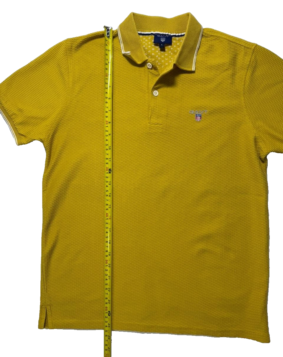 Gant Men Polo Shirt Short Sleeved Regular Fit - Yellow 100% Cotton - Size L