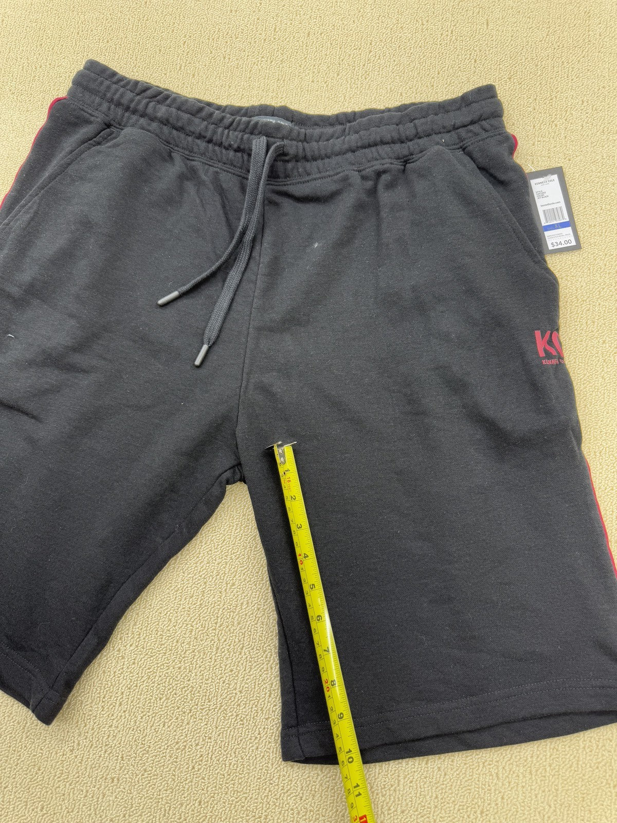 Kenneth Cole Black Fleece Jogger Shorts Men's XLT Cotton Poly Drawstring