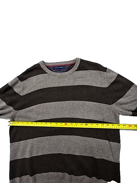 Tommy Hilfiger Men's Gray Brown Stripe Crewneck Sweater XXL Long Sleeve