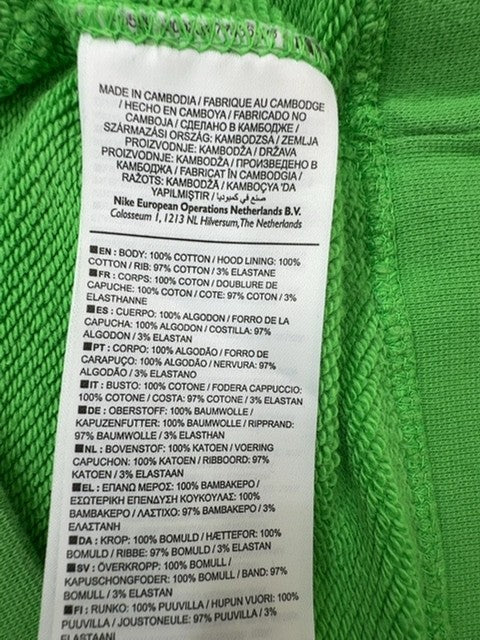 Nike Men's Green Fleece Pullover Hoodie Size M