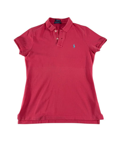 Polo Ralph Lauren Women's Skinny Fit Polo Shirt Pink Short Sleeve Size Medium