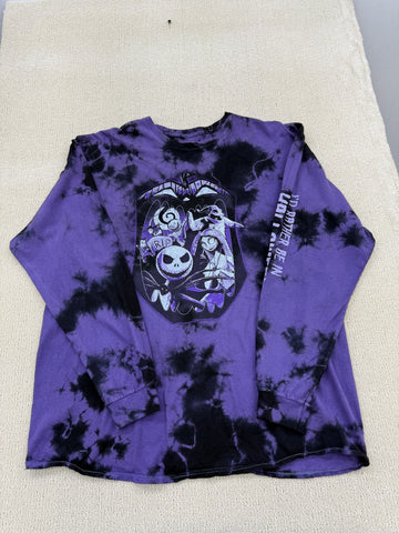 Disney Men's Purple Jack Skellington Tie Dye Long Sleeve T-Shirt XL