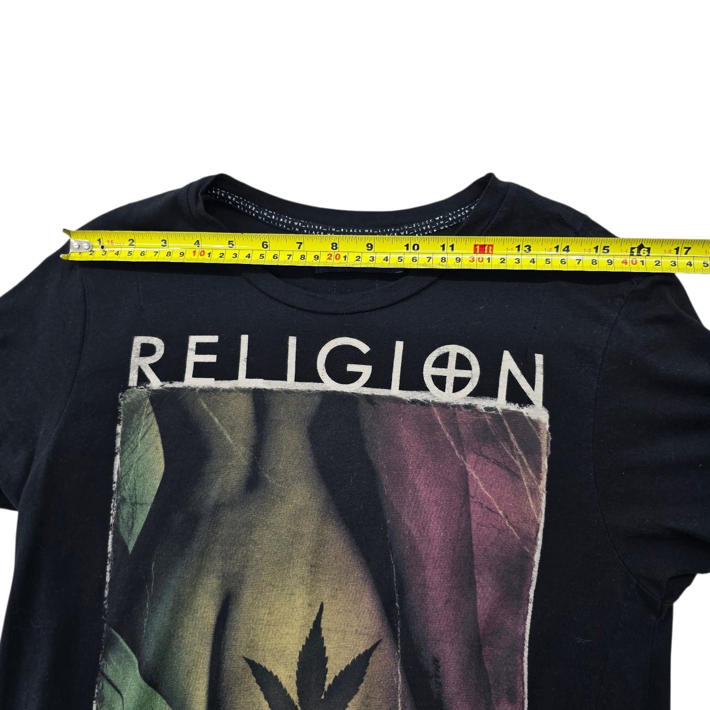 Religion Women's Black Ganja Leaf Print T-Shirt Regular Fit