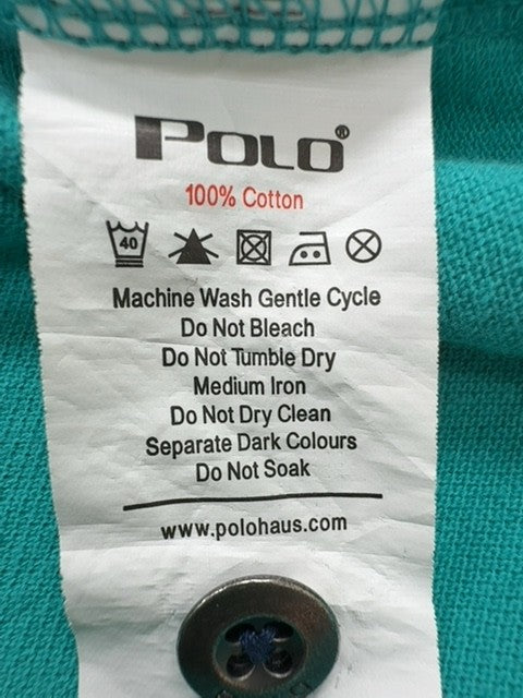 Polo Boys Teal Polo Shirt 100% Cotton Pique Knit Size M Excellent Cond