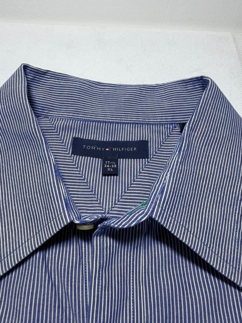 Tommy Hilfiger Men's Shirt | Size XL 34-35 | Blue White Striped