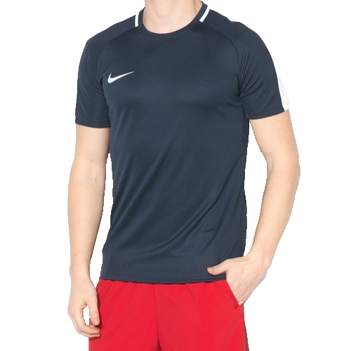 Nike Men's Navy Blue Dri-FIT Short Sleeve T-Shirt White Swoosh Logo Size L