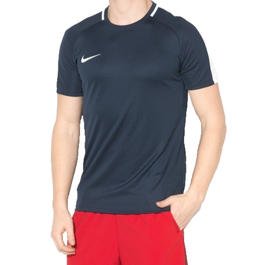 Nike Men's Navy Blue Dri-FIT Short Sleeve T-Shirt White Swoosh Logo Size L