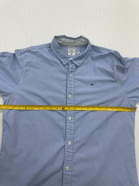 Tommy Hilfiger Men's Blue Cotton Long Sleeve Button-Down Shirt