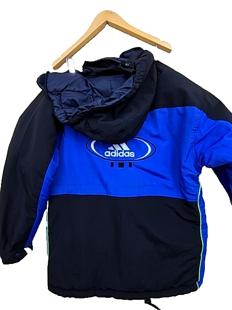 Adidas Unisex XXL Blue/Black Hooded Nylon Jacket