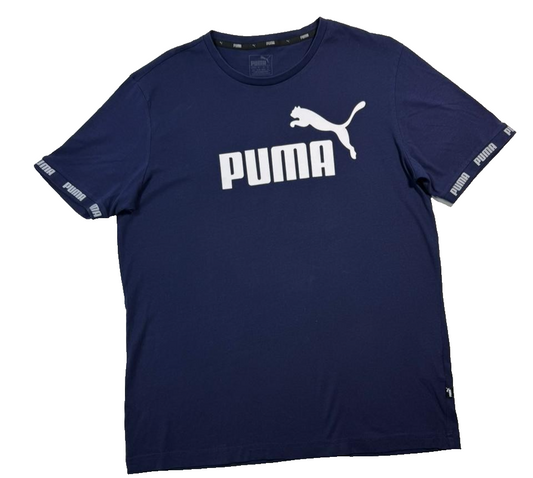 Puma Men's Blue T-Shirt – Size M, Logo