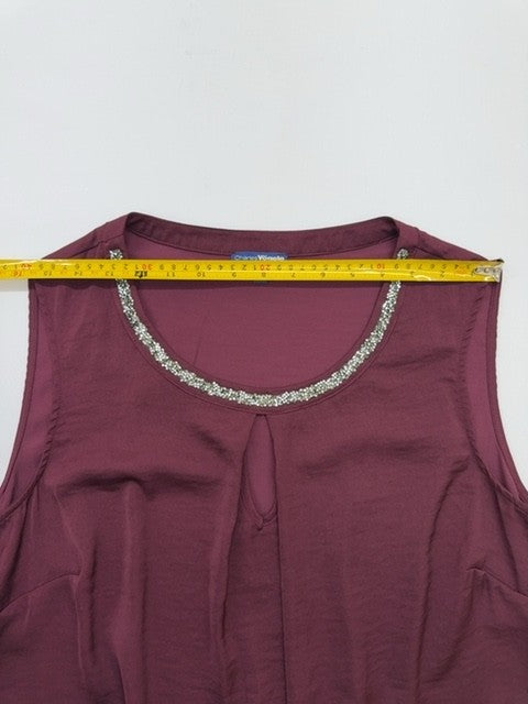 Charles Voegele Women's Burgundy Beaded Tank Top Size 46 EU
