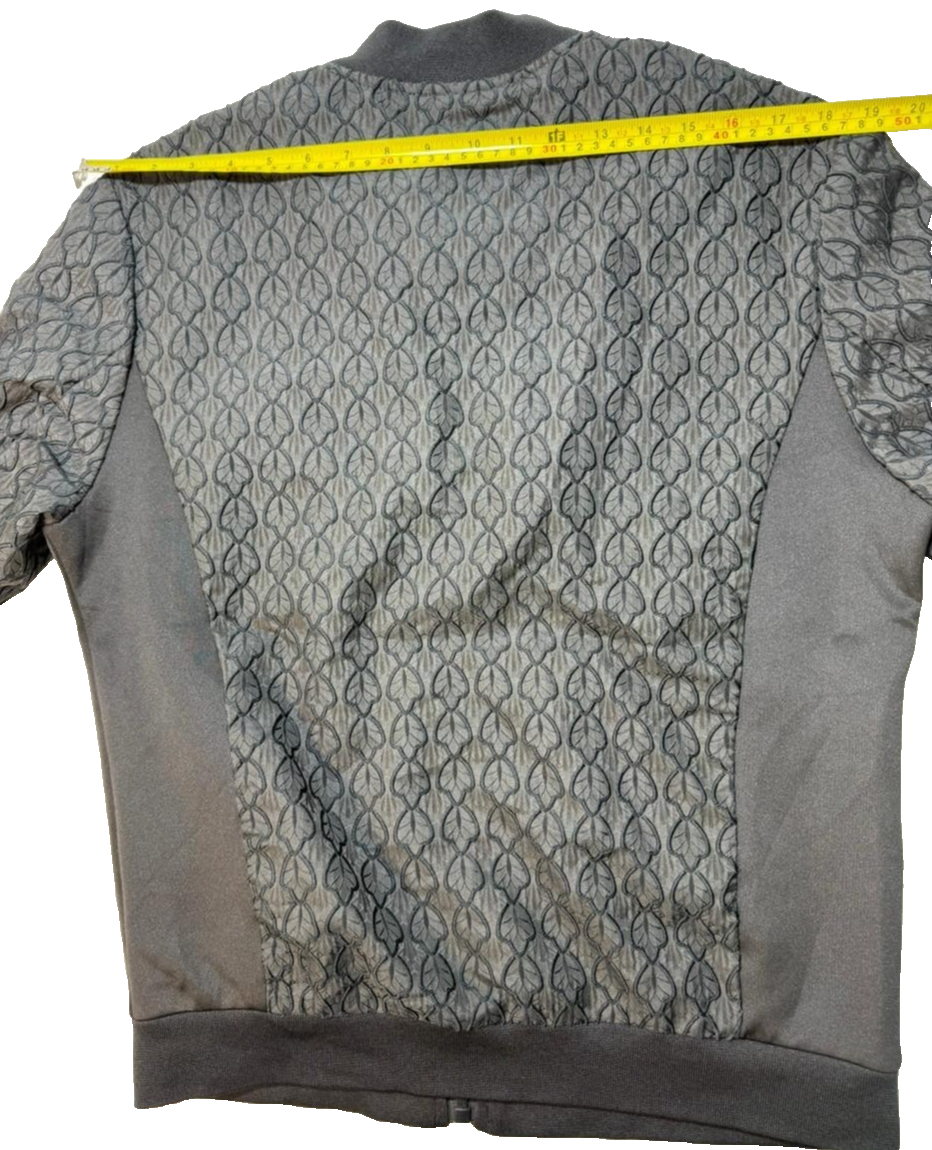 Adw-58 Men's Premium Casual Bomber Jacket Textured Leaf Pattern Size L