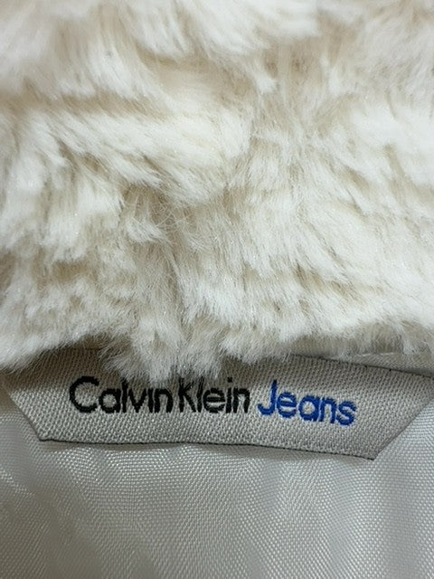 Calvin Klein Jeans Boys Ivory Faux Fur Coat 3T Button Closure