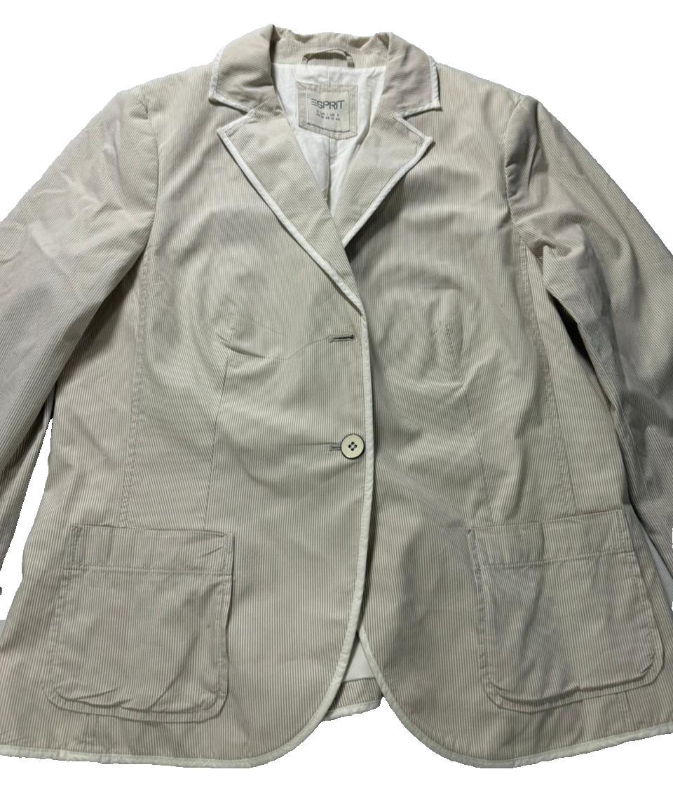 Classic Blazer Coat Beige Striped Men's - Size 12