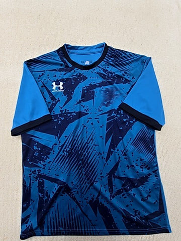 Under Armour Men's Blue Abstract Mesh Short Sleeve Jersey Crewneck