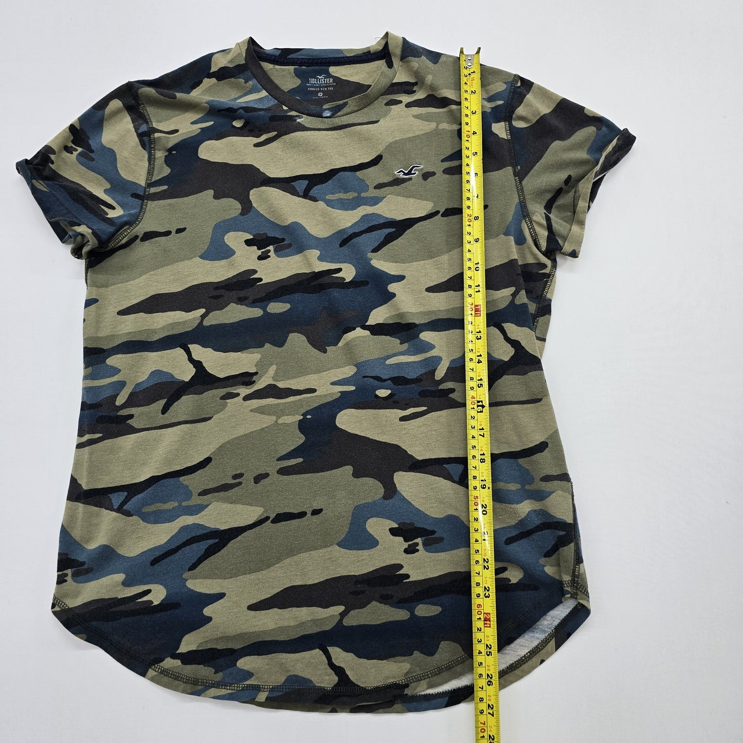 Hollister Boys Camo Logo Green/Blue/Black 3T Cotton Tee Shirt