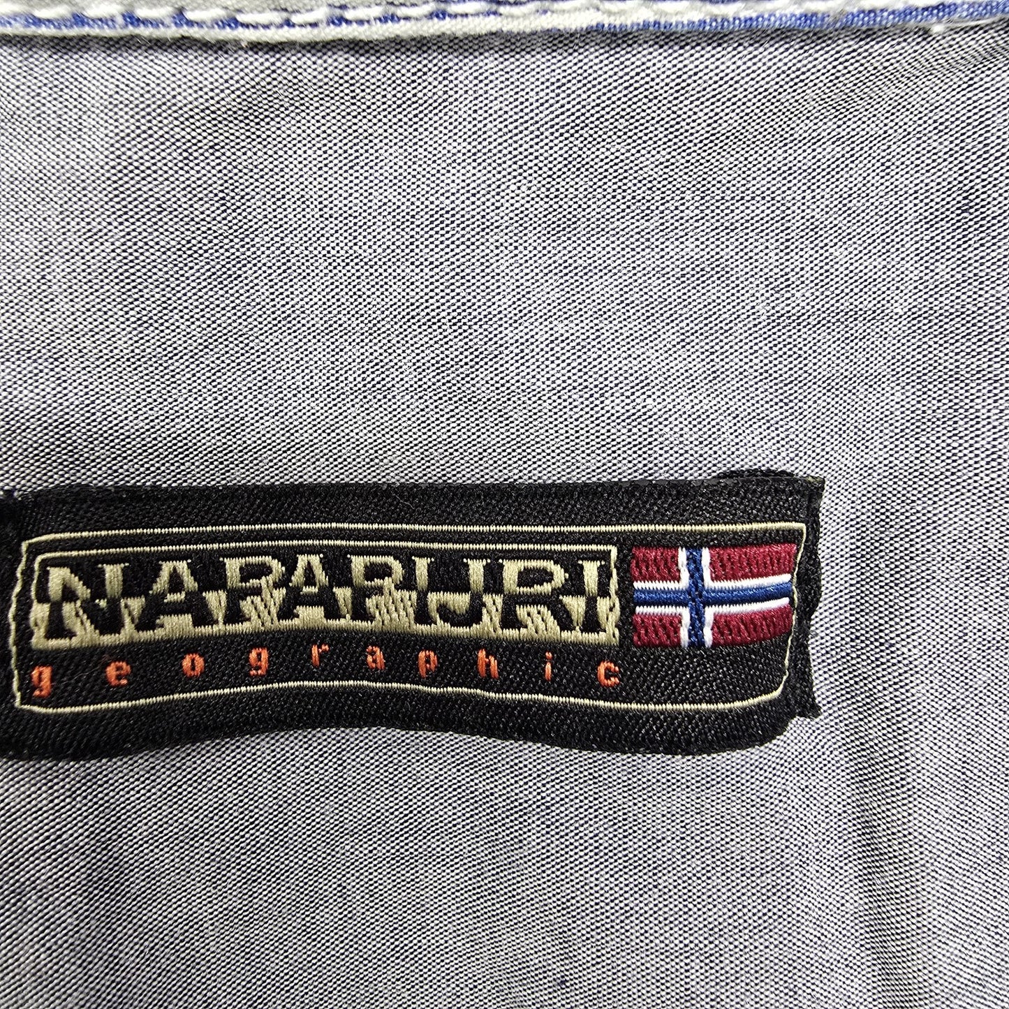 Napapijri Men's Blue White Pinstripe Cotton Shirt XL