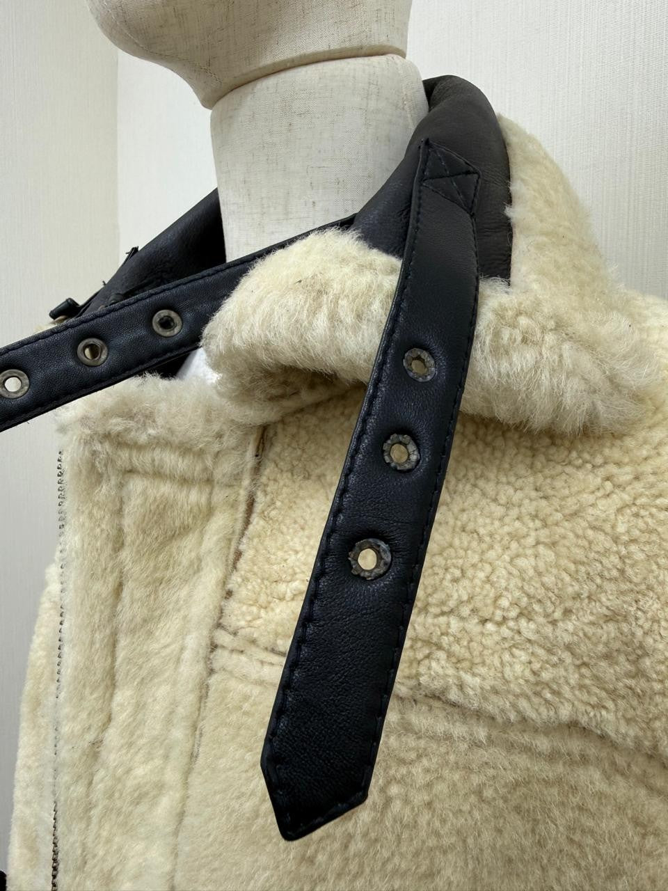 Men's Italian Sheepskin Leather Bomber Jacket Black Premium Soft Fur Asian Size L