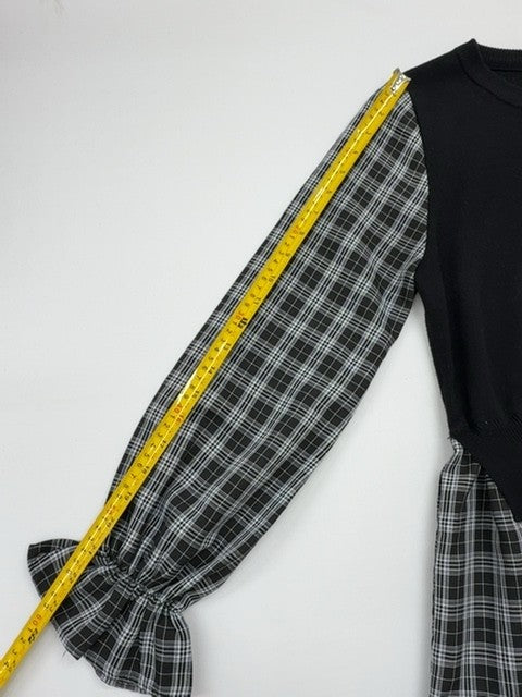 New Look Women's Black White Checkered Mixed Media Dress Size 6