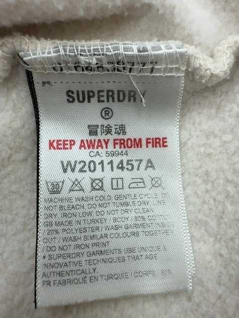 Superdry Men's Large Cream Graphic Hoodie New York Cotton Blend