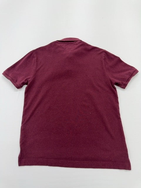 Tommy Hilfiger Boys Burgundy Polo Shirt Classic Fit Size S/P - Cotton Button-Up