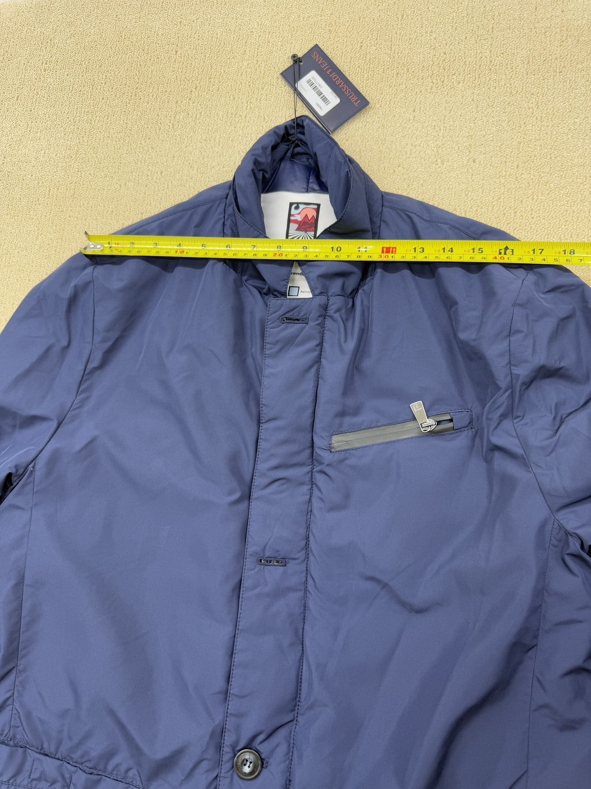 Trussardi Jeans Navy Nylon Overcoat 52S Men Winter Travel