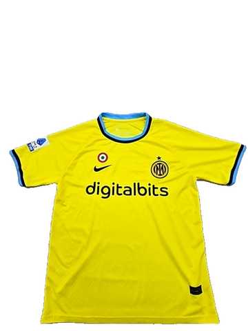 Nike Men's Yellow Dri-FIT Football Shirt Size M Short Sleeve
