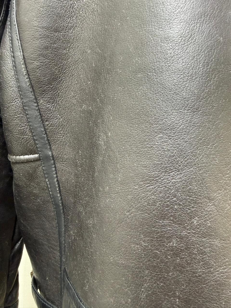 Men's Italian Sheepskin Leather Bomber Jacket Black Premium Soft Fur Asian Size L