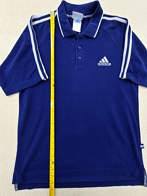 Adidas Navy Stripe Short Sleeve Polo Shirt Men's S Three Stripes